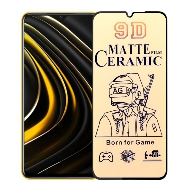 Гнучке скло Ceramic Matt для Xiaomi Poco M3/Redmi 9T матове з чорною рамкою-0