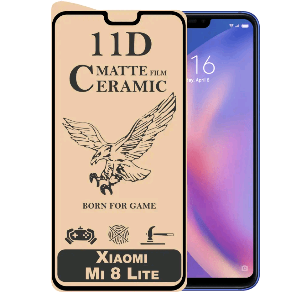 Гнучке скло Ceramic Matt для Xiaomi Mi 8 Lite матове з чорною рамкою-0