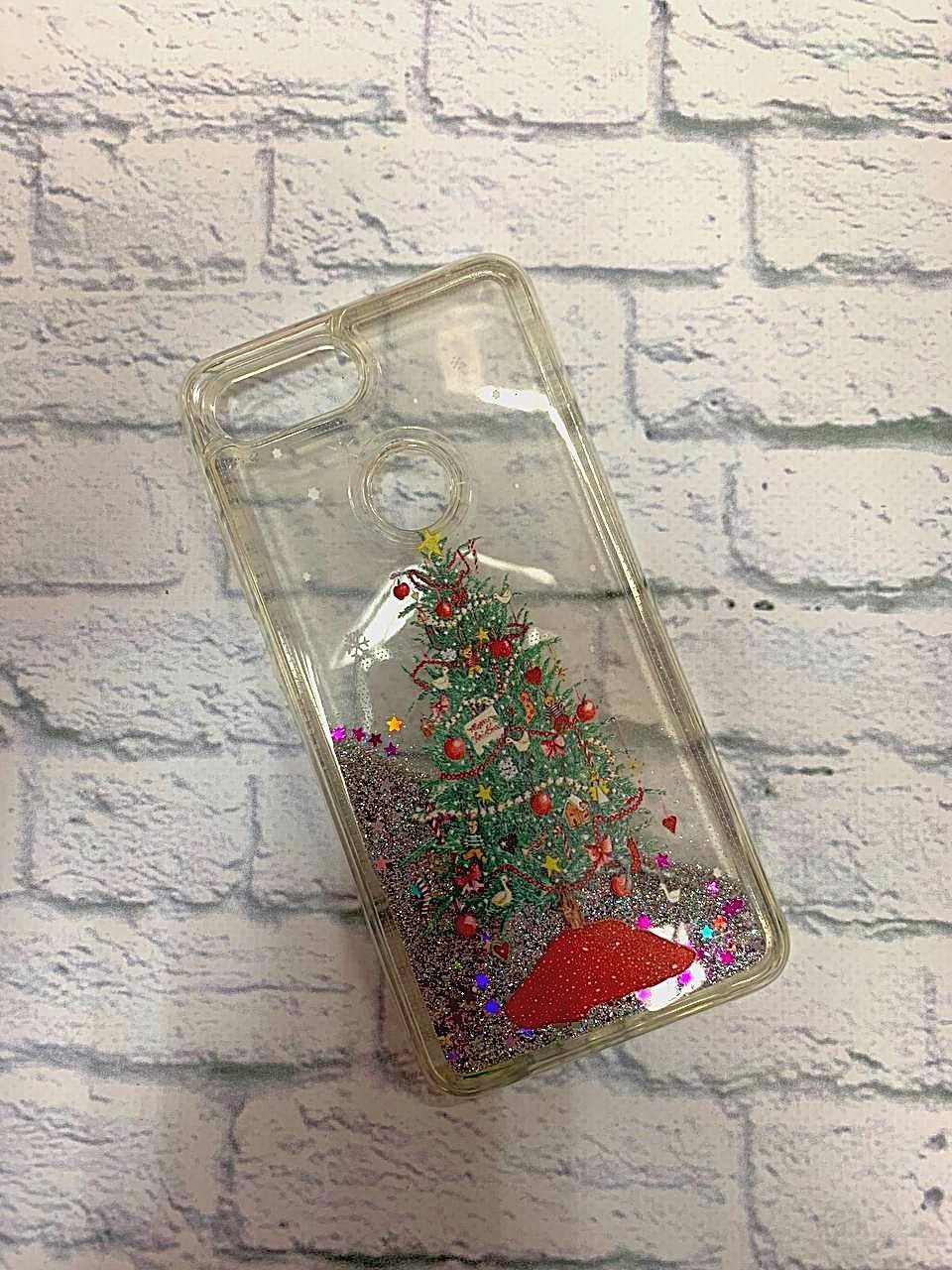 Накладка Merry Christmas "Новий Рік" для Xiaomi MI 8  LITE Ялина срібляста (переливається)-0