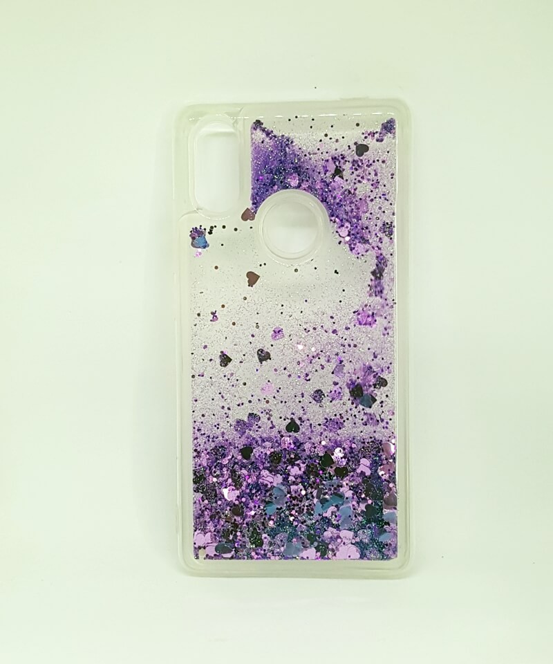 Накладка WATERSTYLE для Xiaomi Redmi 8SE "Фіолетові сердечки" (переливається)-0