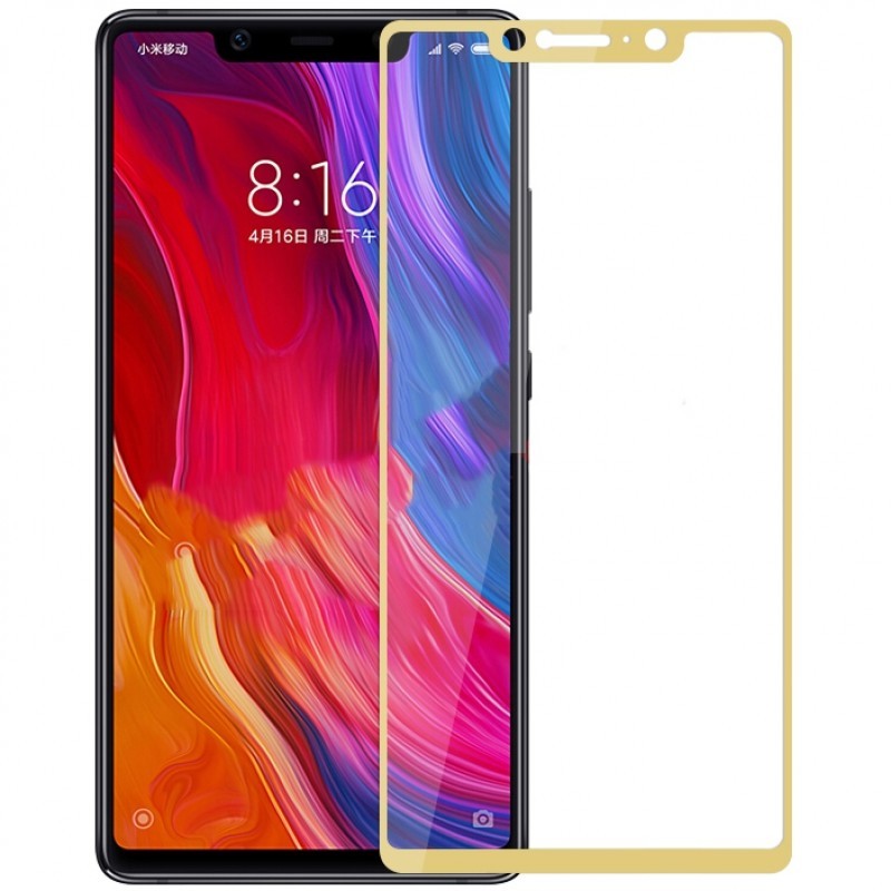 Захисне скло (NP) для Xiaomi Mi 8 SE з золотою рамкою-0