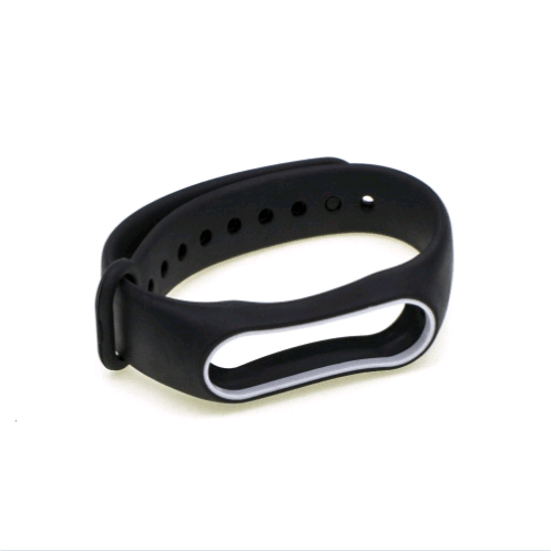 Ремінець для Mi Band 3 Silicone чорно-білий-0