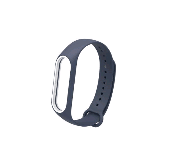 Ремінець для Mi Band 3 Silicone темно-синій з білим-0