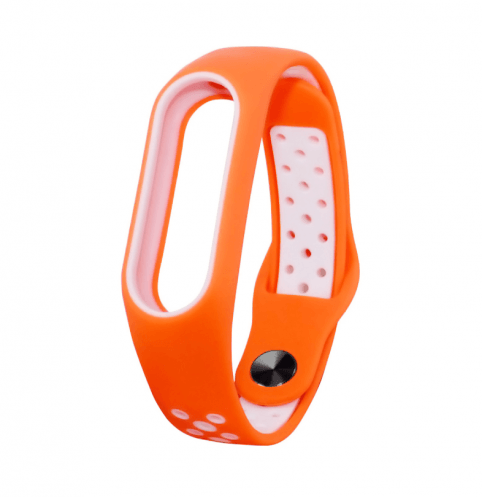 Ремінець для Mi Band 3/4 Sport (Оранжево-білий)-0