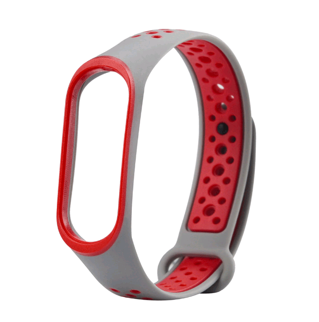 Ремінець для Mi Band 3/4 Sport (Сіро-червоний)-0