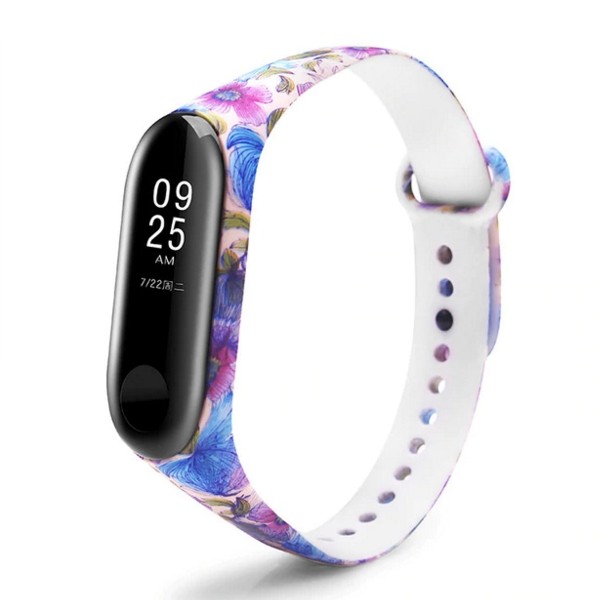 Ремінець для  Mi Band 3/Mi Band 4 "Фіолетові і блакитні квіти"-0