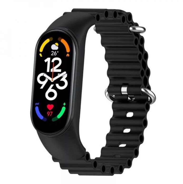Ремінець Ocean для Mi Band 3/4/5/6/7 (black)-0