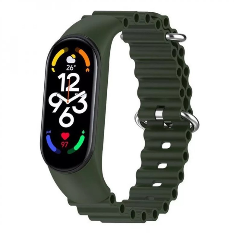 Ремінець Ocean для Mi Band 5/6/7 (Dark green)-0