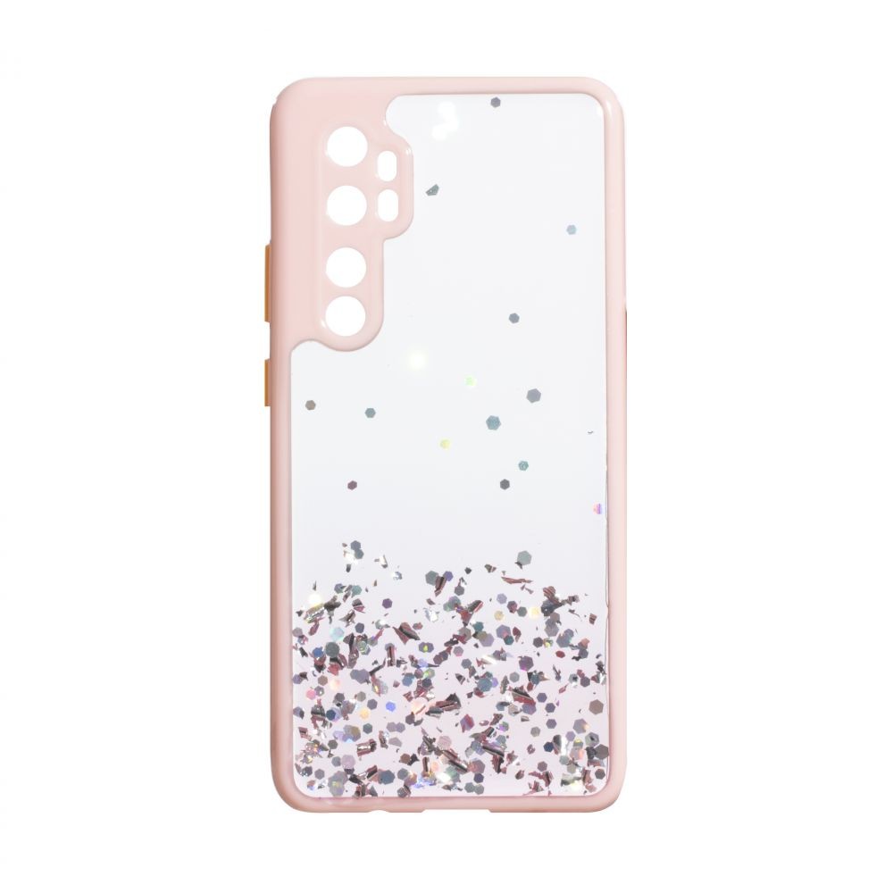 Накладка Glitter Bling Sequins для Xiaomi Mi Note 10 Lite рожева-0