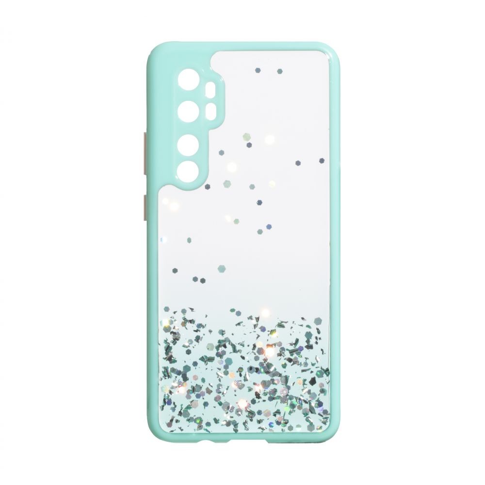 Накладка Glitter Bling Sequins для Xiaomi Mi Note 10 Lite бірюзова-0