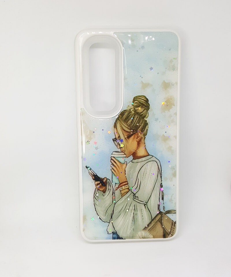 Накладка Mix Art Armor для Xiaomi Mi Note 10 Lite Дівчина з кавою і телефоном-0