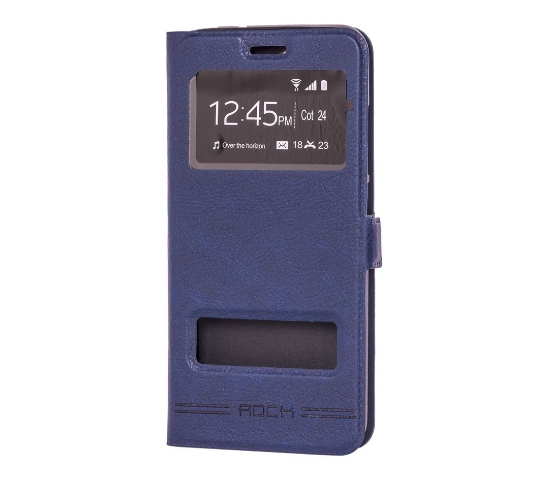 Книжка ROCK XIAOMI Mi 8 Lite (2 вікна) (Темно-синя)-0