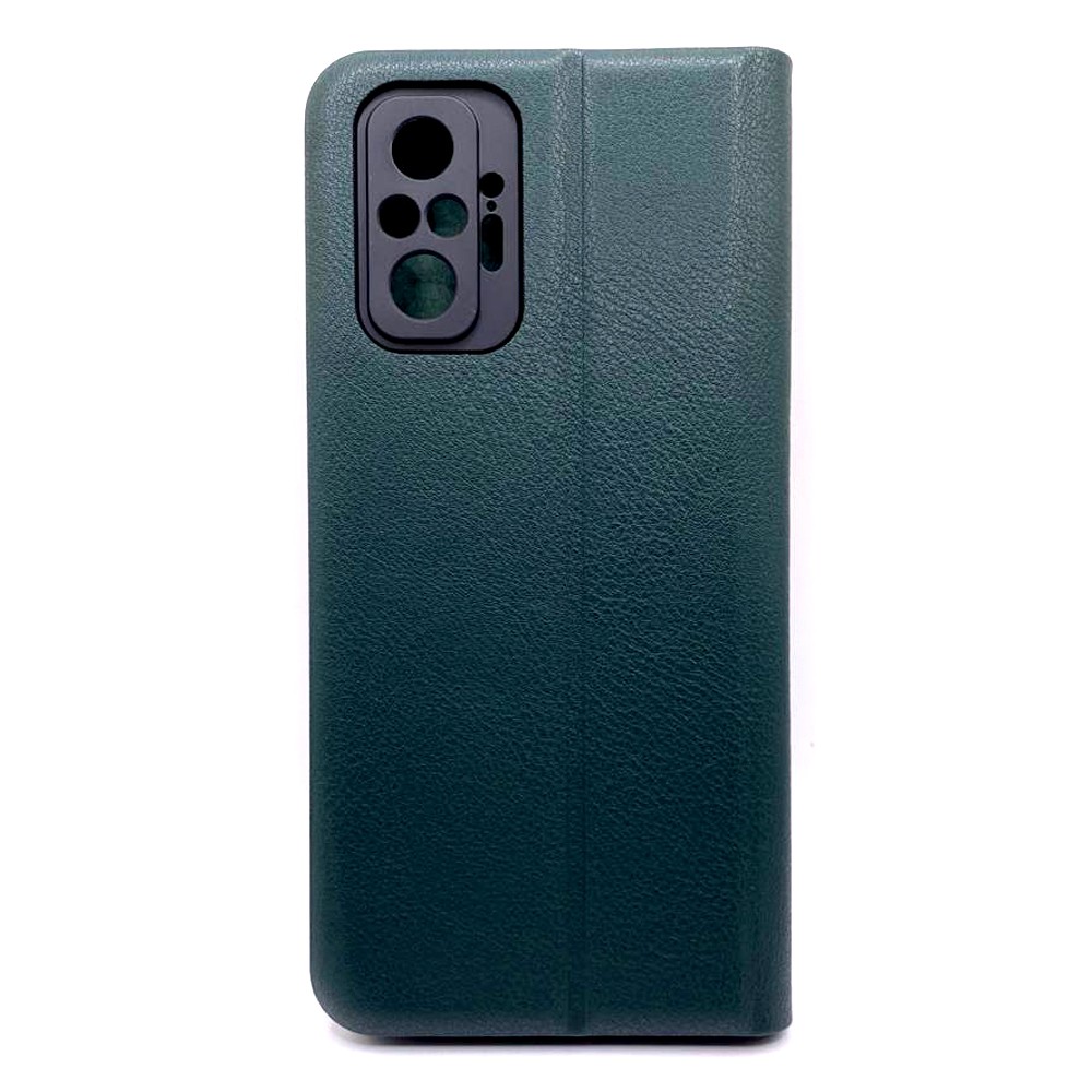 Книжка LEATHER для Xiaomi Redmi Note 10 Pro/Note 10 Pro max темно-зелена-1