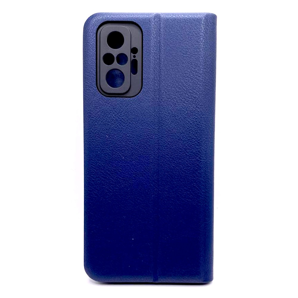 Книжка LEATHER для Xiaomi Redmi Note 10 Pro/Note 10 Pro max темно-синя-1