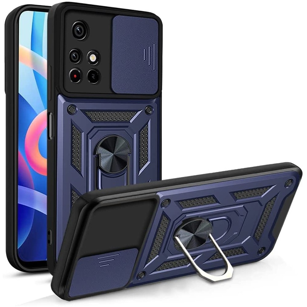 Накладка Protective Stand Case для Xiaomi Poco M5 4G/Poco M4 5G/Redmi 11 Prime 4G (Blue)-0