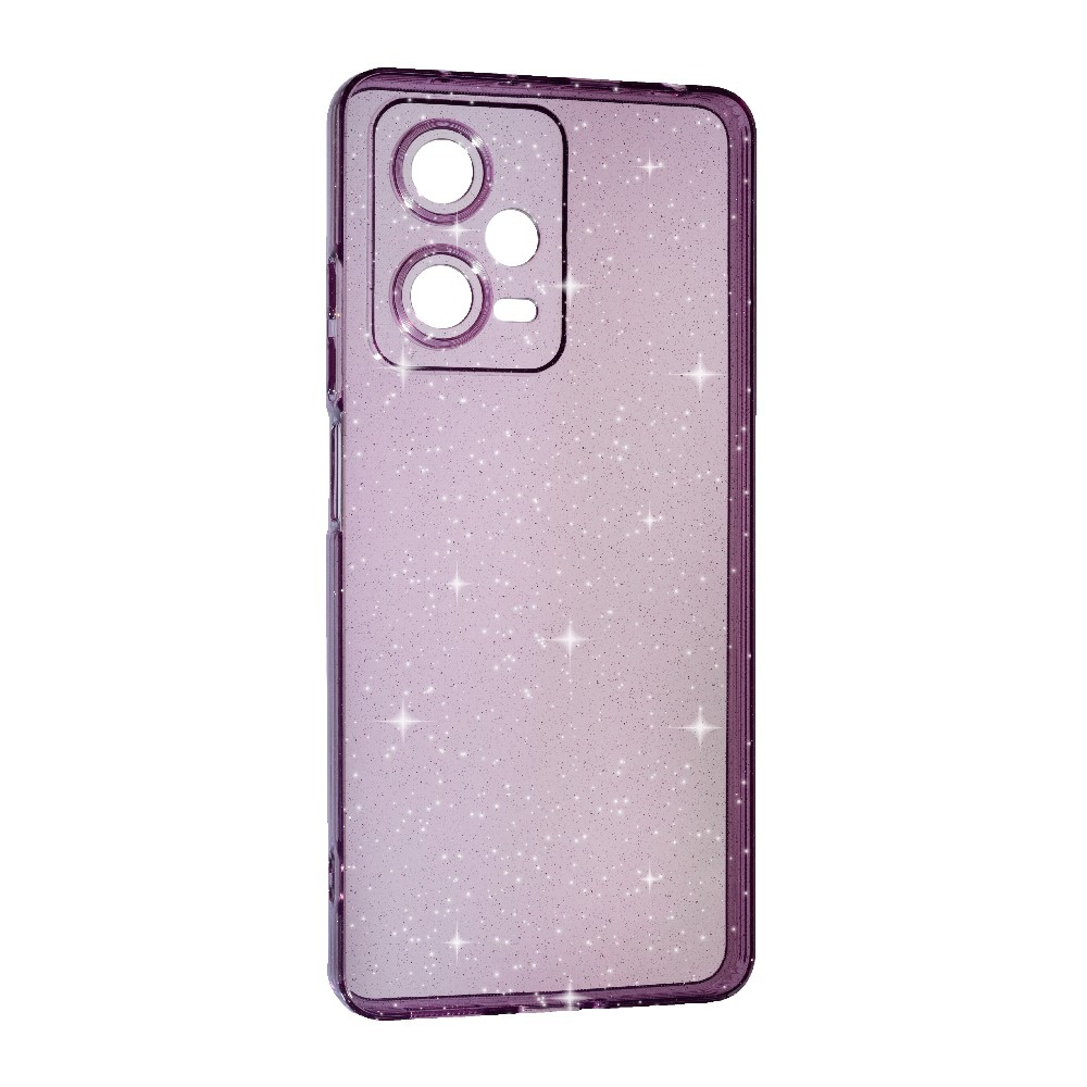 Накладка Molan Cano Glossy Jelly для Xiaomi Redmi Note 12 Pro 5G фіолетова з блискітками-0