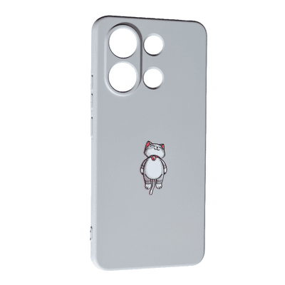 Накладка Silicone Case Art для Xiaomi Redmi Note 13 4G Cat (grey)-0