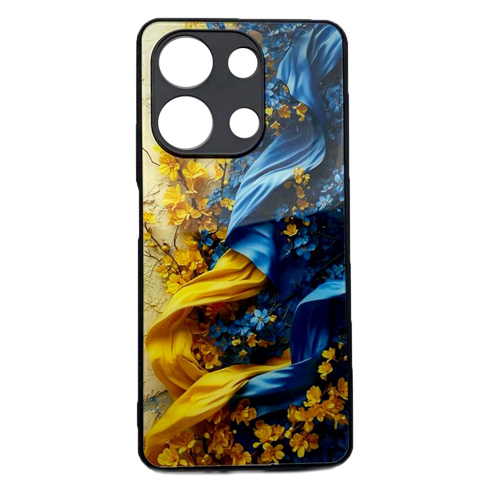 Накладка Marble Clouds для Xiaomi Note 13 4G  (Квіти на стіні, скло)-0