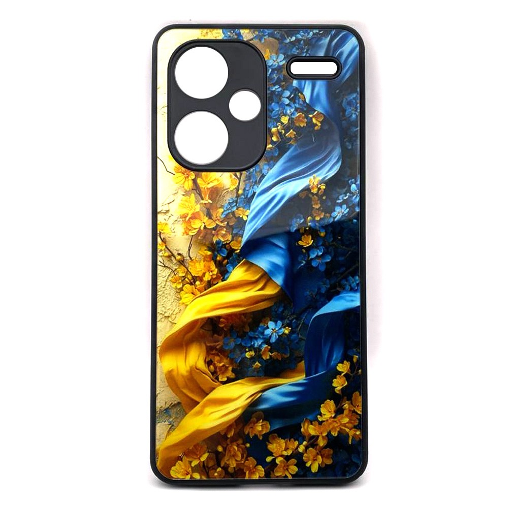 Накладка Marble Clouds для Xiaomi Note 13 Pro Plus (Квіти на стіні, скло)-0