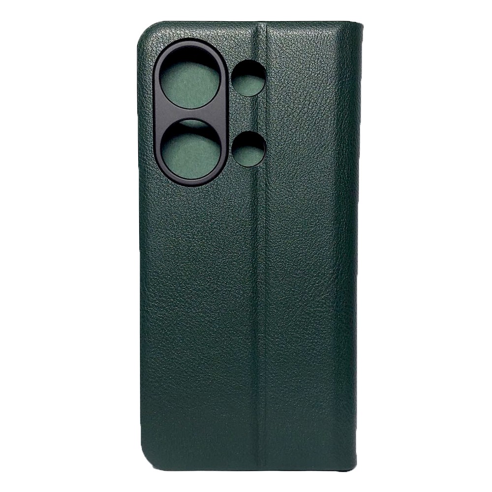 Книжка LEATHER для Xiaomi Redmi Note 13 Pro 4G / Poco M6 Pro 4G темно-зелена-1