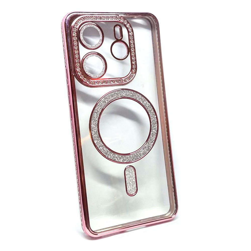 Накладка Diamond Bling MagSafe для  Xiaomi Note 14 4G рожевий-0