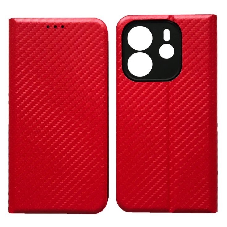 Книжка FLIP COVER Carbon для Xiaomi Redmi Note 14 (4G) (UA/EU) червона-0