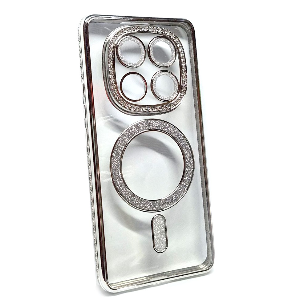 Накладка Diamond Bling MagSafe для  Xiaomi Note 14 Pro 5G срібний-0