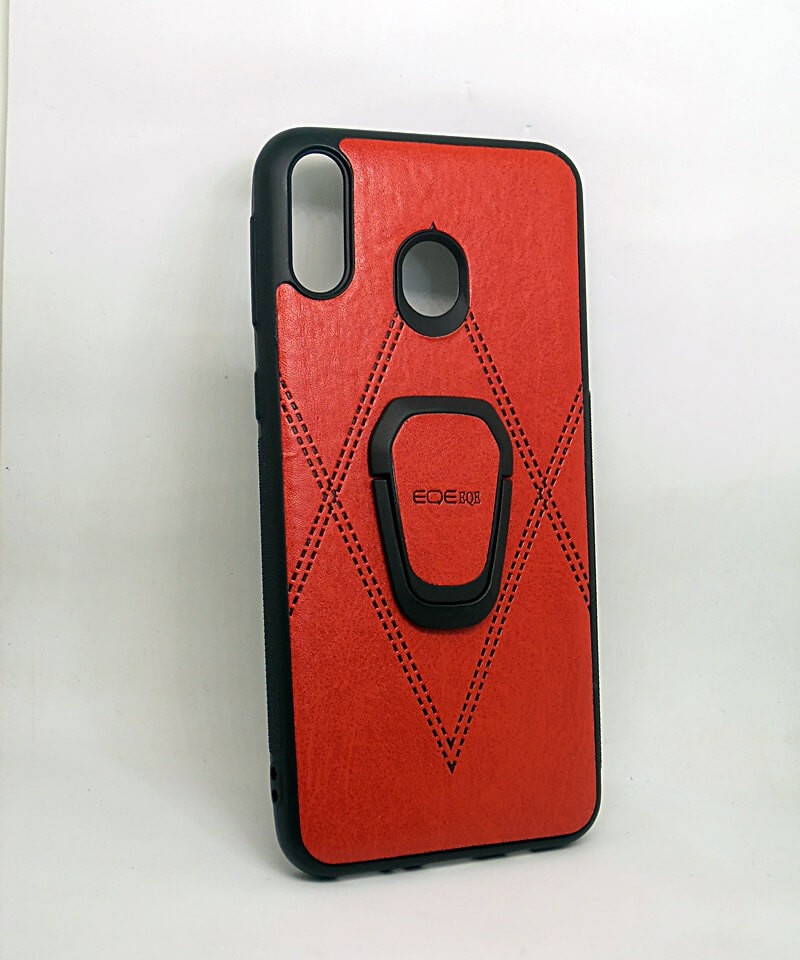 Накладка EQE Leather з кільцем Samsung M20 (Червона)-0