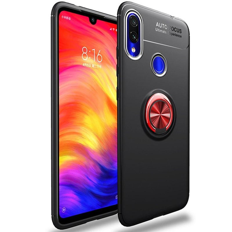 Накладка Deen ColorRing для Xiaomi Redmi Note 7 чорна з червоним-0