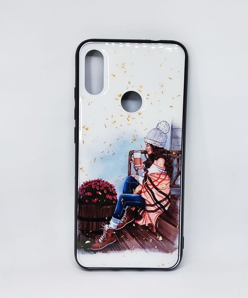 Накладка Mix Art для Xiaomi Redmi Note 7 Дівчина в пледі з какао-0