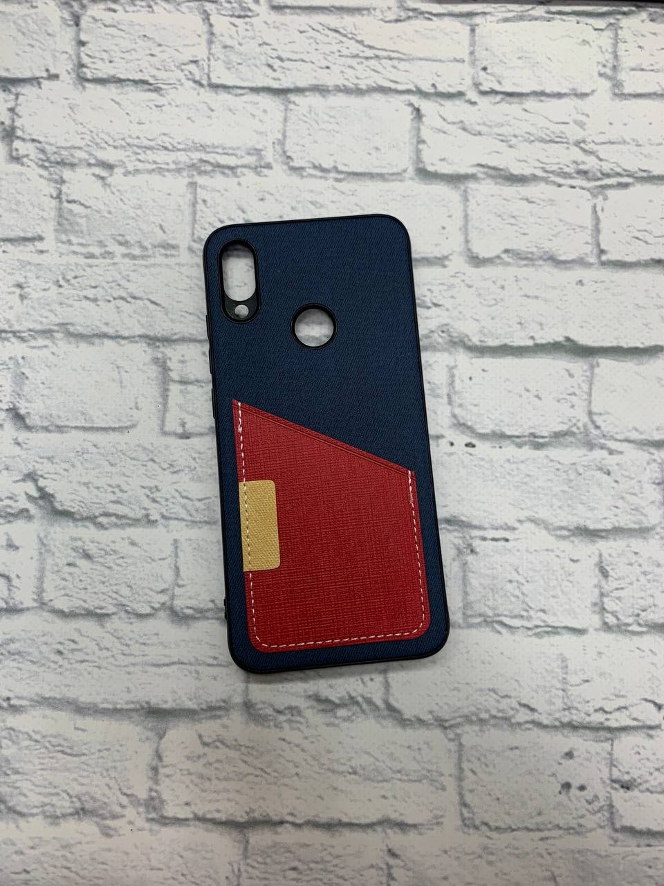 Накладка Card Pocket для Xiaomi Redmi Note 7 синя з червоним-0