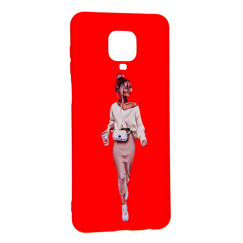 Накладка Silicone ART для Xiaomi Redmi Note 9s/Note 9 Pro/Note 9 Pro Max "Lady Red"-0