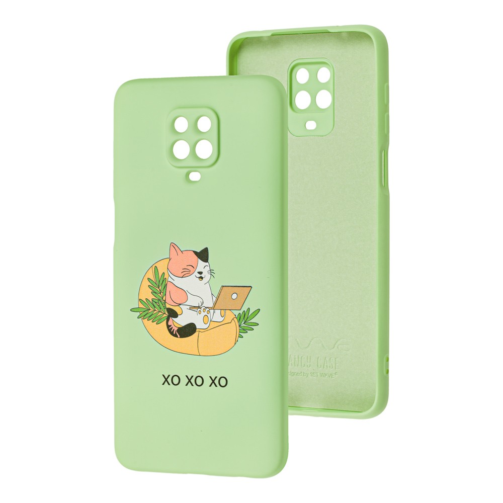 WAVE Fancy для Xiaomi Redmi Note 9S/Note 9 Pro (freelance cat/mint gum)-0