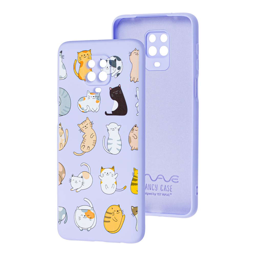 WAVE Fancy для Xiaomi Redmi Note 9S/Note 9 Pro (funny cats/light purple)-0