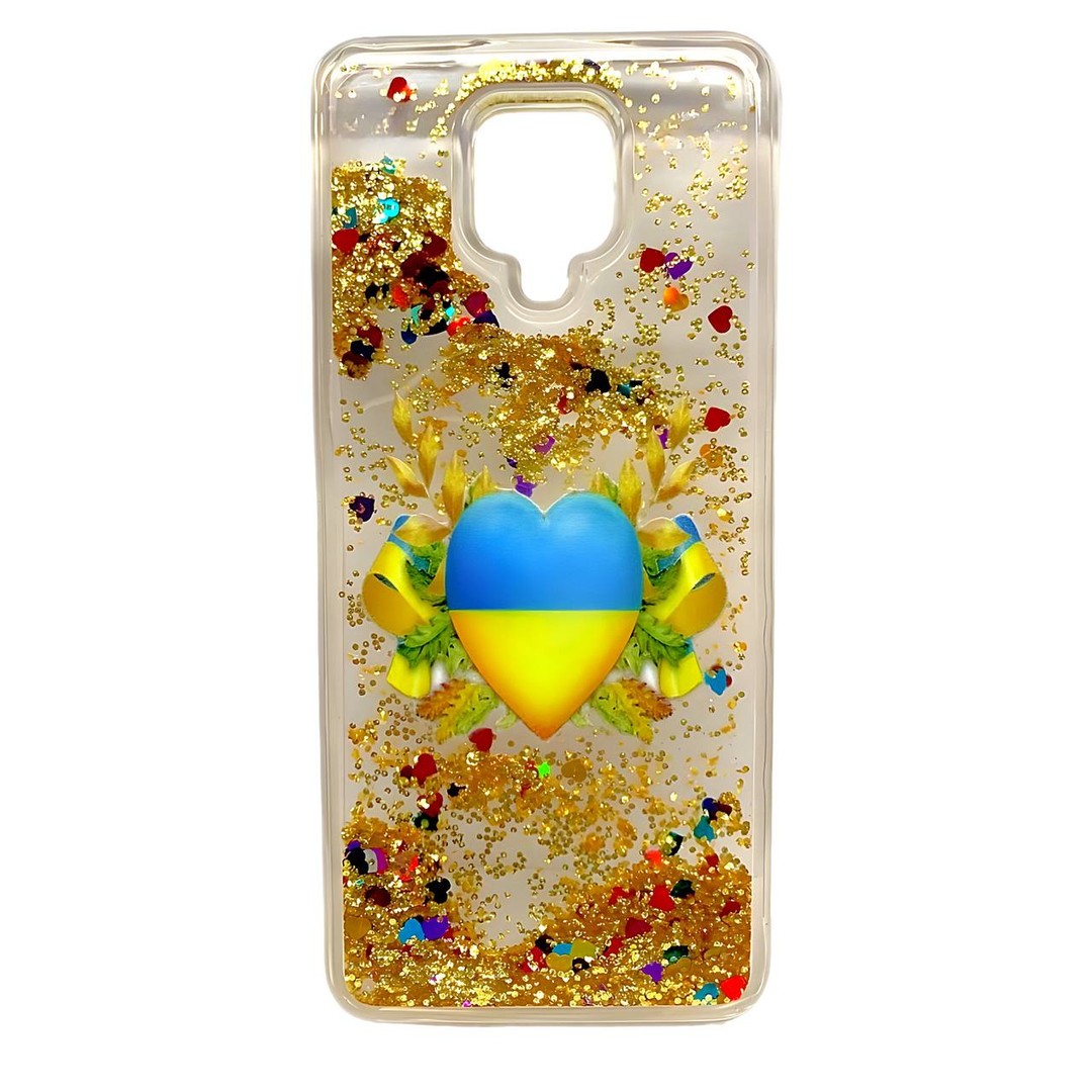 Накладка Fluid Painted для Xiaomi Redmi Note 9 Pro/Note 9s Серце UA (блисківки плавають)-0