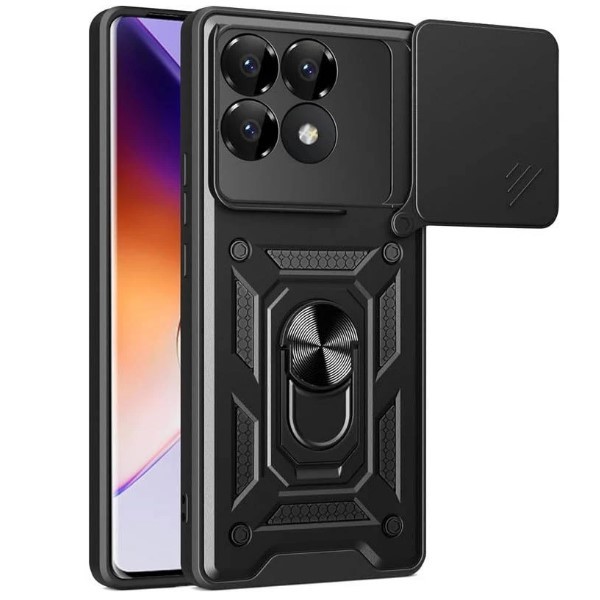 Накладка Camshield з кільцем і захистом камери для Xiaomi Poco F6 Pro чорний-0
