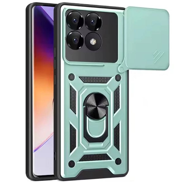 Чохол Camshield з кільцем і захистом камери для Xiaomi Poco F6 Pro зелений-0