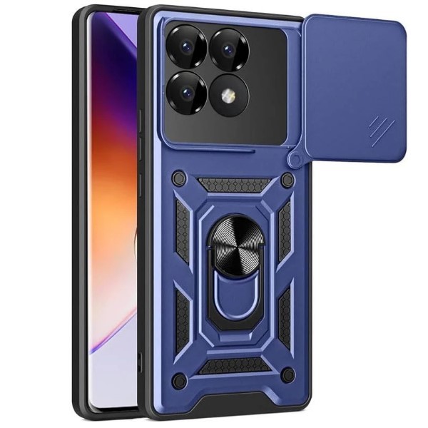 Чохол Camshield з кільцем і захистом камери для Xiaomi Poco F6 Pro синій-0