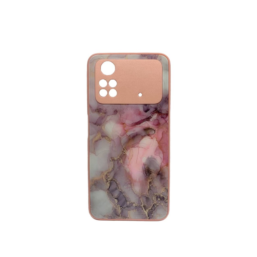Накладка Marble Clouds для Xiaomi Poco M4 Pro 4G (Pink,скло)-0