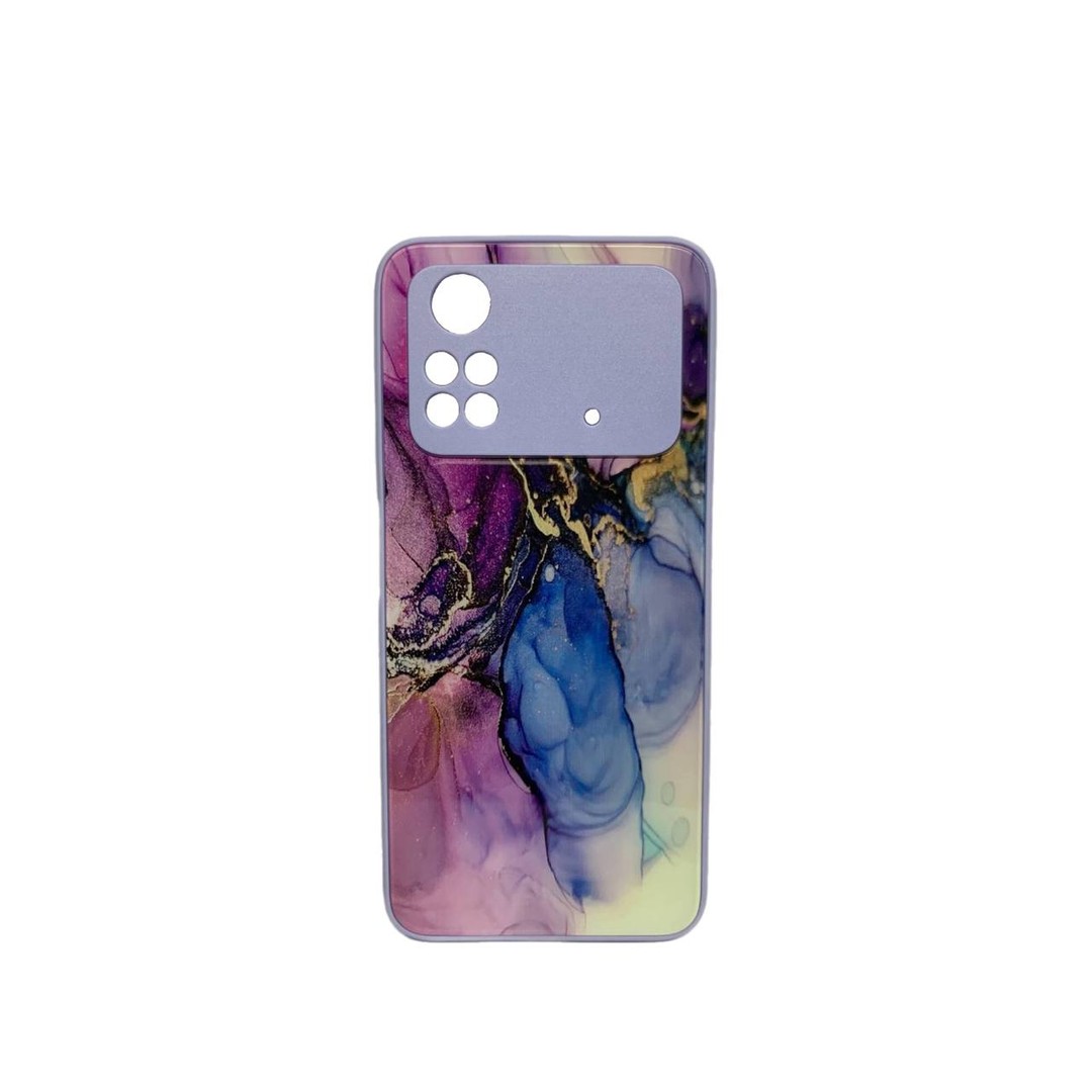 Накладка Marble Clouds для Xiaomi M4 Pro 4G (Фіолетова,скло)-0