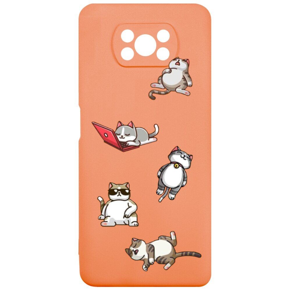 Накладка MiaMi Cartoon для Xiaomi Poco X3 Orange Lazy Cat-0