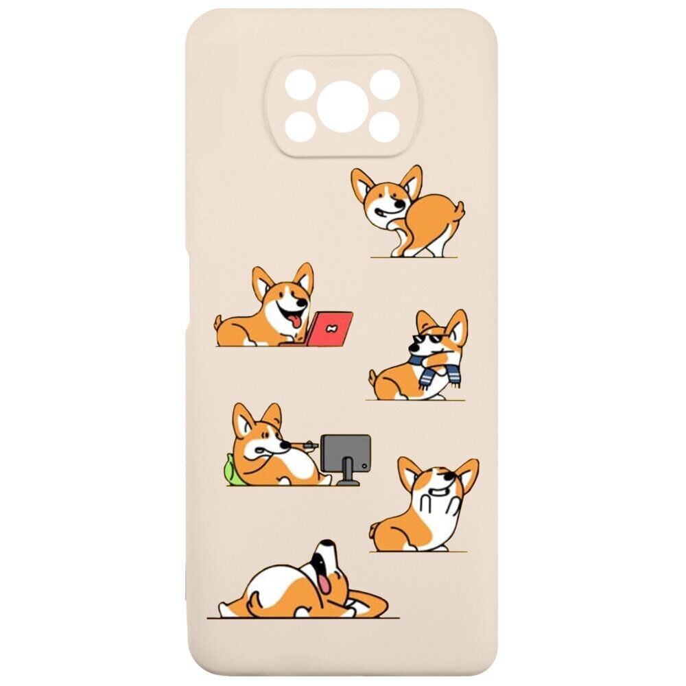 Накладка MiaMi Cartoon для Xiaomi Poco X3 Pink Sand Corgi-0