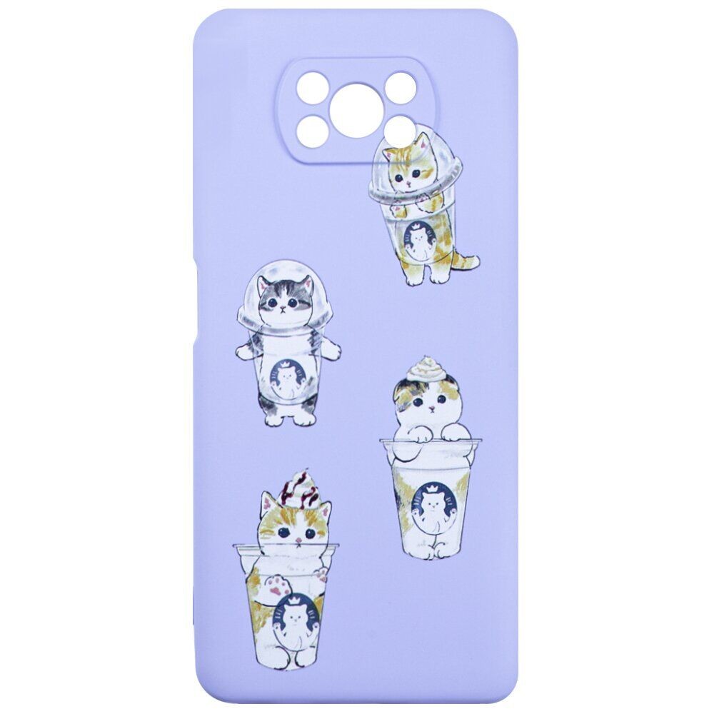 Накладка MiaMi Cartoon для Xiaomi Poco X3 Violet Kitty-0