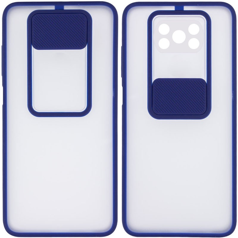 Накладка Camshield mate TPU для Xiaomi Poco X3 NFC / Poco X3 Pro синя шторка-0