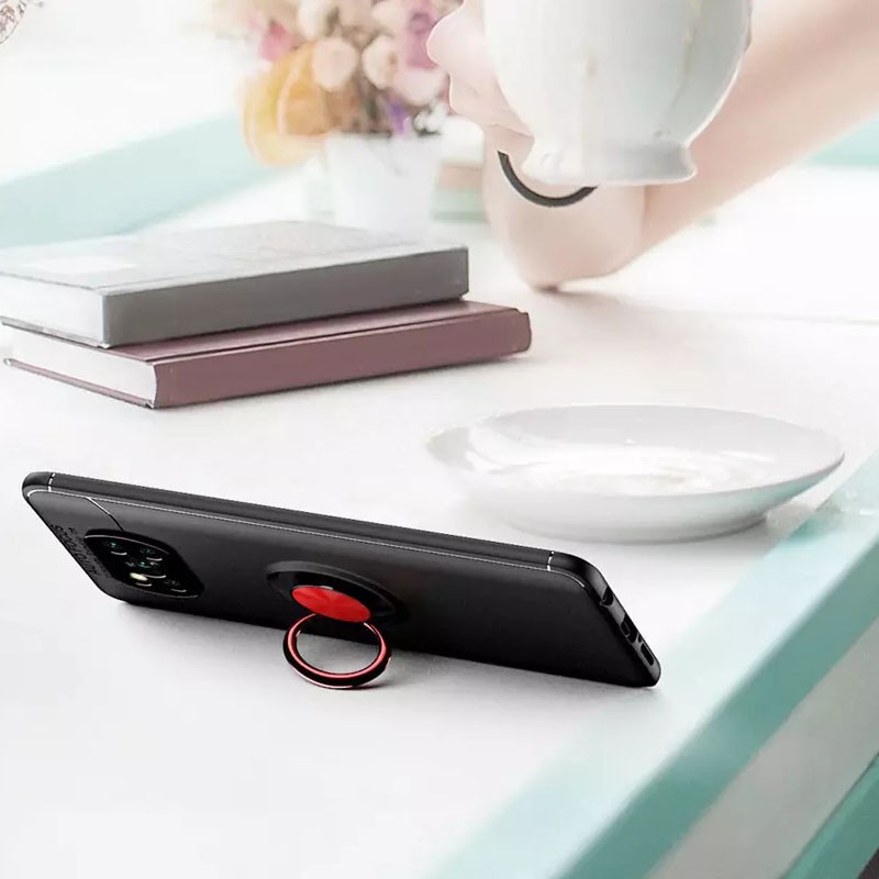 Накладка Deen ColorRing для Xiaomi Poco X3 NFC / Poco X3 Pro чорна з червоним-1