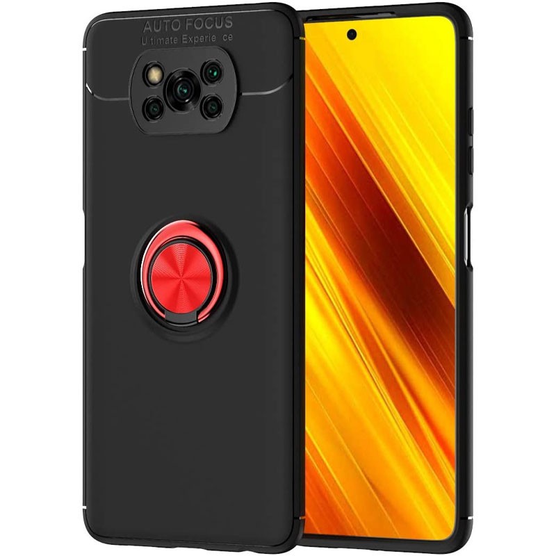 Накладка Deen ColorRing для Xiaomi Poco X3 NFC / Poco X3 Pro чорна з червоним-0