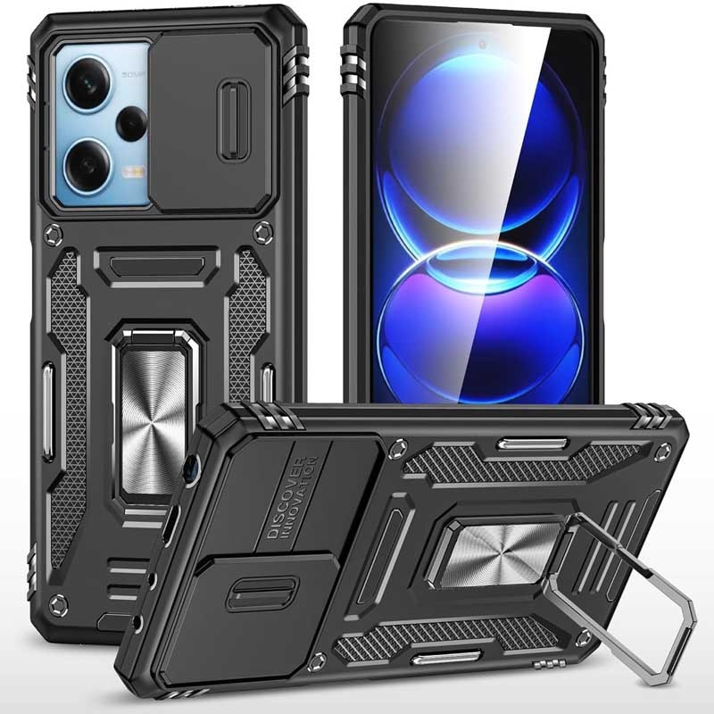 Накладка Camshield Army Ring для Xiaomi Redmi 12/Poco M6 Pro 5G Чорний-0
