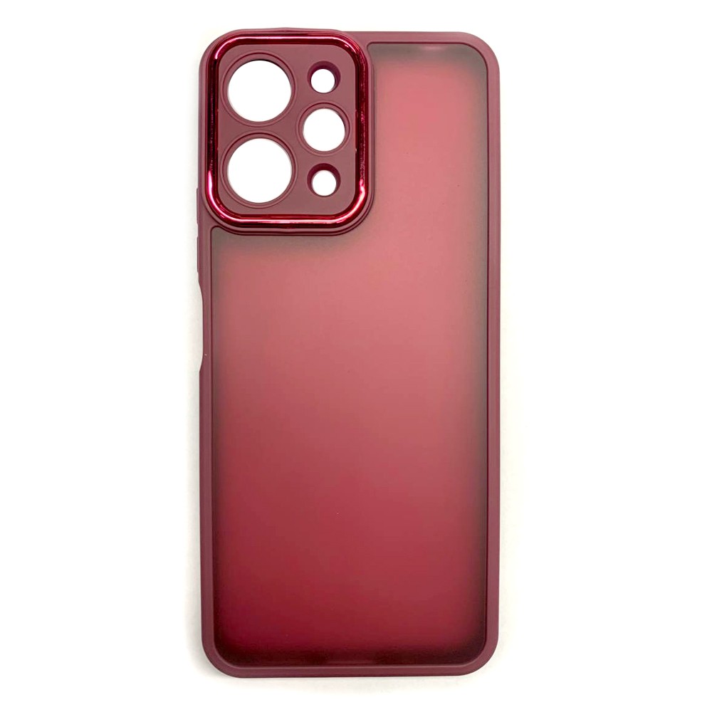 Накладка Luxury Metal Lens для Xiaomi Redmi 12 4G (Марсала)-0