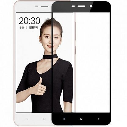 Захисне скло Silk Print для Xiaomi Redmi 4a black (поклейка рамкою)-0