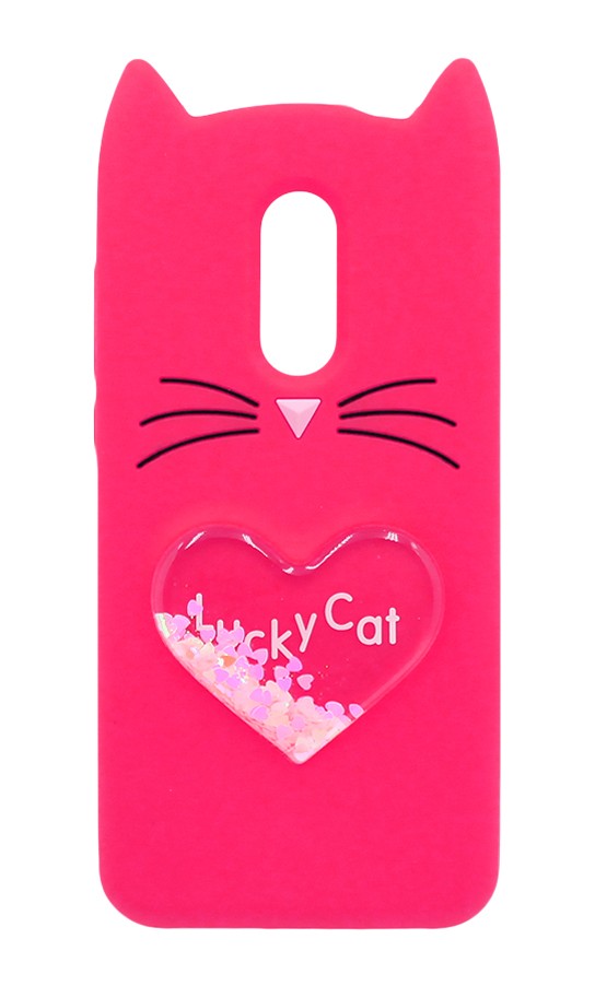 Накладка Cat 3D для Xiaomi Redmi 5 Plus з блискітками малиновий-0